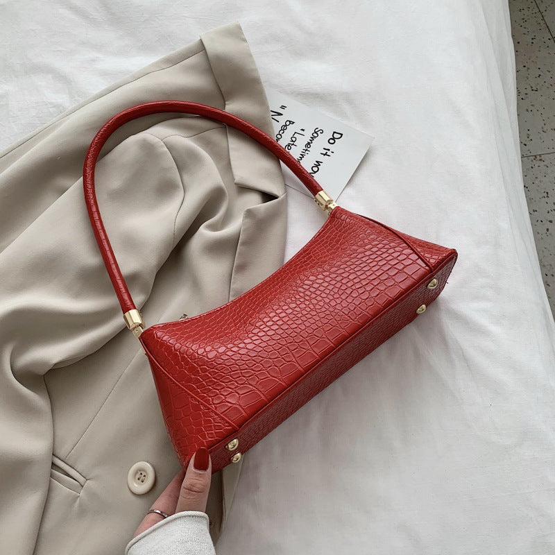 Sac baguette en cuir texturé