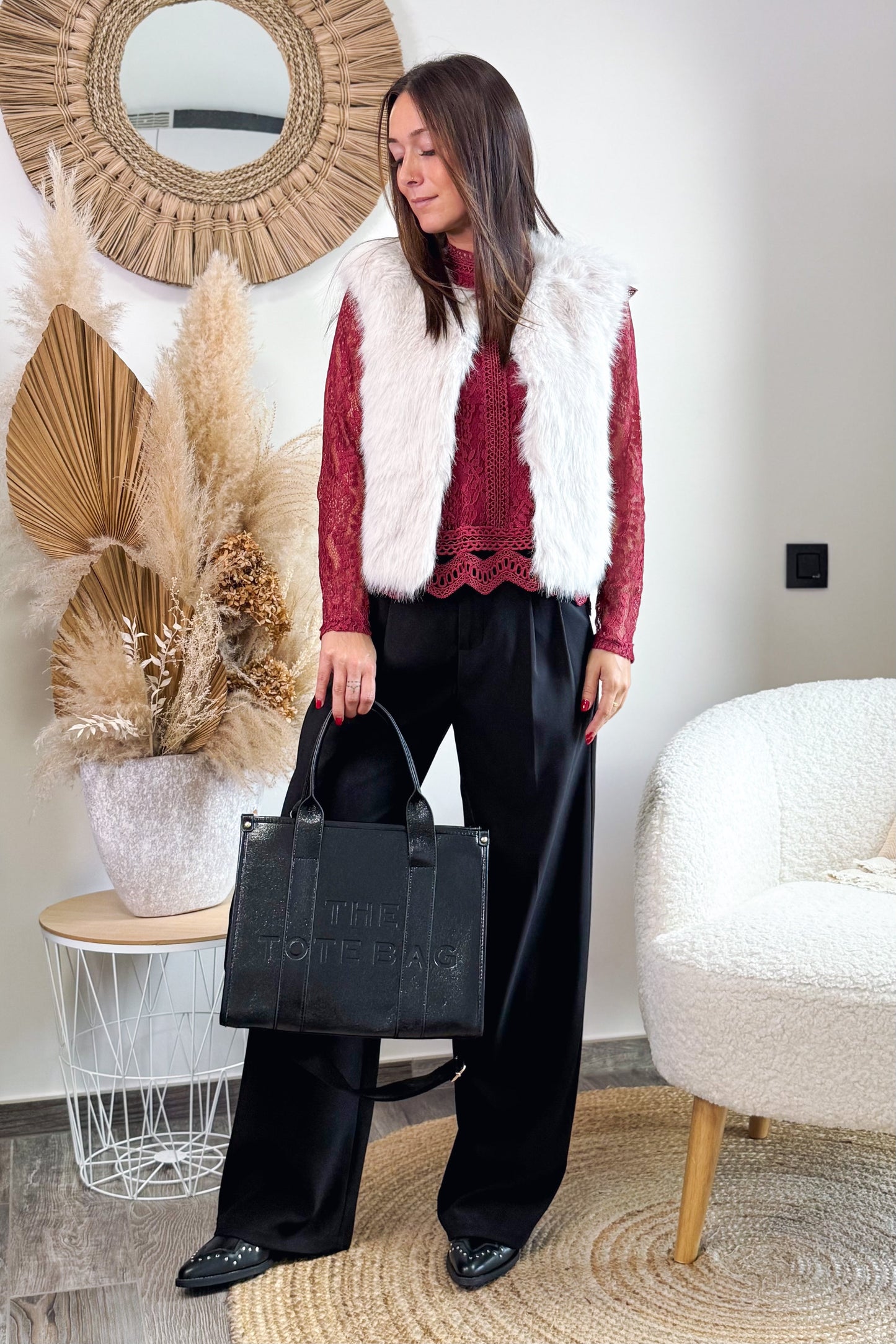 Blouse Dentelle Sylvaine Bordeaux