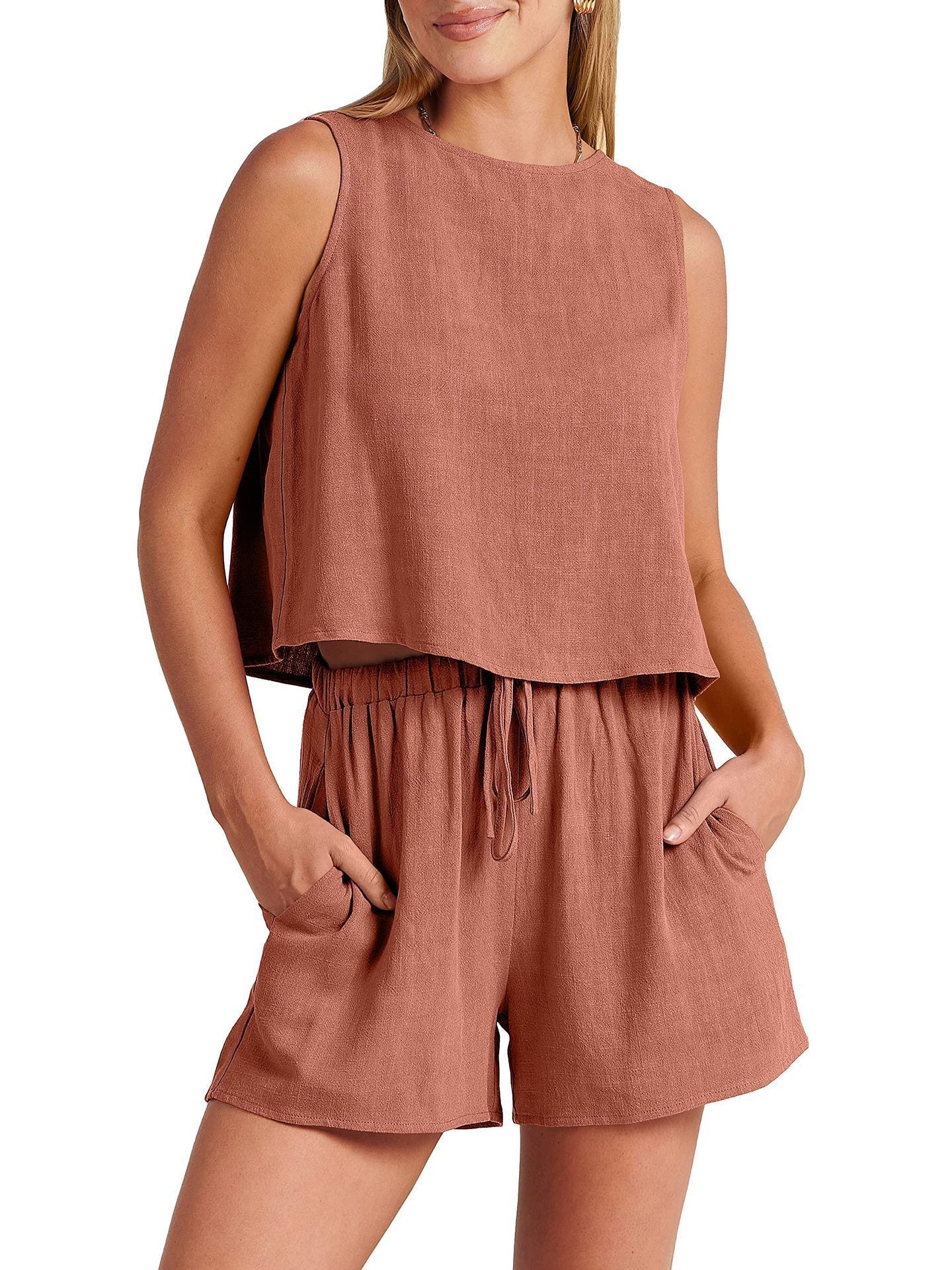 Ensemble Sans Manches À Haut Court Et Short Femmes