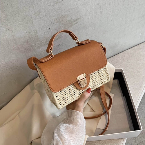 Sac à bandoulière carré en fibre naturelle