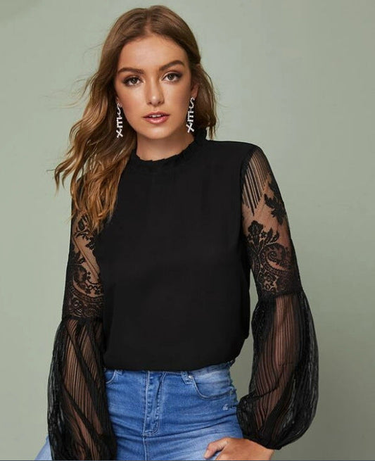 Chemisier transparent dentelle femme chic pour occasion formelle ou casual