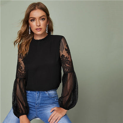 Chemisier transparent dentelle femme chic pour occasion formelle ou casual