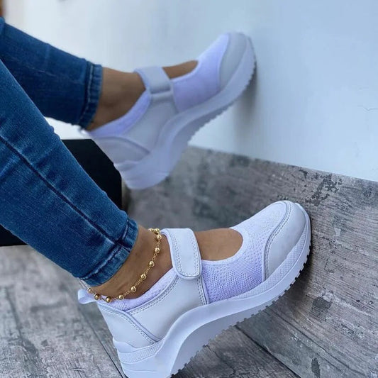 Chaussures Confortables à Semelle Épaisse avec Fermeture Auto-agrippante