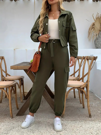 Ensemble avec veste boutonné et pantalon à cordon