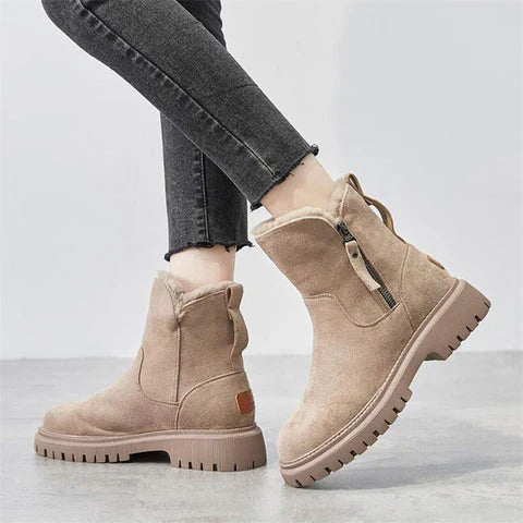 Bottes Cheville Chic Effet Daim avec Doublure en Fourrure Douillette