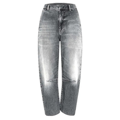 Veste décontractée en jean ceinturée avec col montant et manches longues