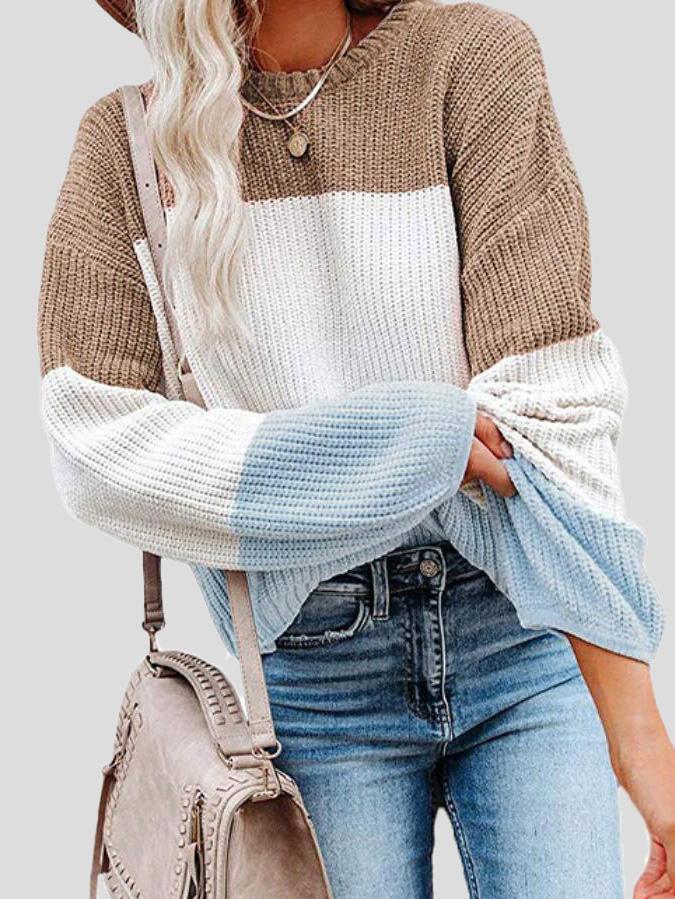 Pull en tricot colorblock douillet pour superposition décontractée