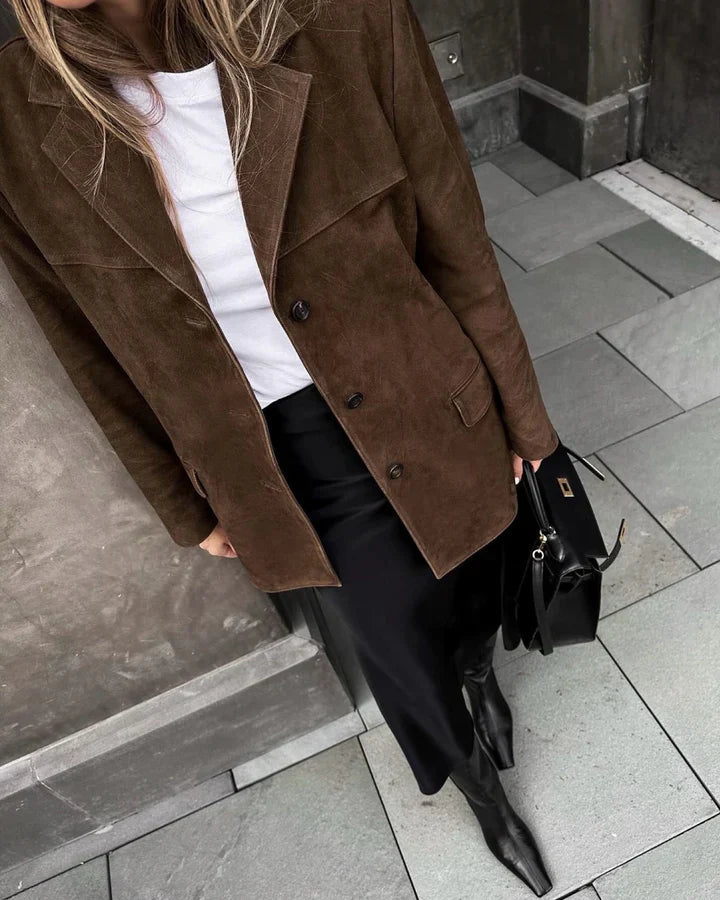 Veste Blazer en Suède Intemporelle pour un Superposition Chic
