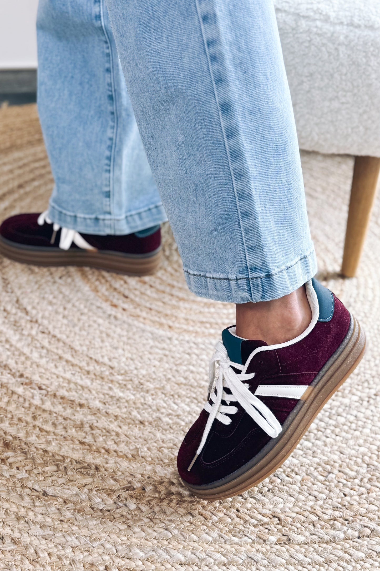 Basket Addax Bordeaux En Velours