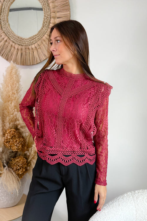 Blouse Dentelle Sylvaine Bordeaux
