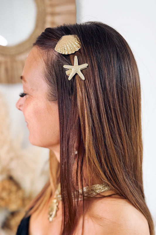Barrettes Coquillage et étoile de Mer