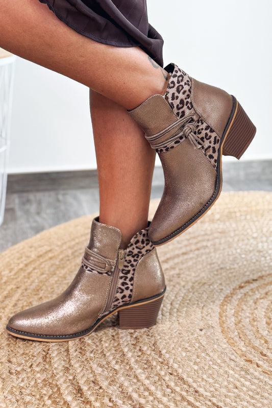 Bottine Style Santiag Taupe