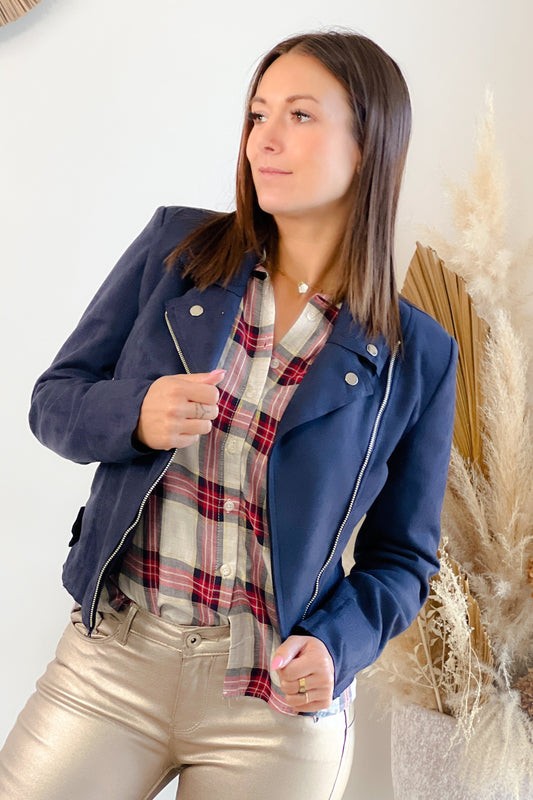 Perfecto Suédine Bleu Marine Lilya