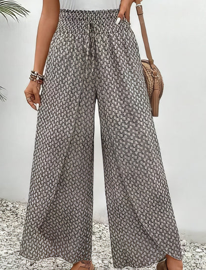 Pantalon imprimé avec taille élastique et cordon de serrage réglable
