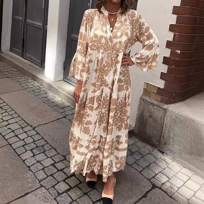 Robe Maxi Attrayante avec Décolleté en V et Manches 3/4 - 💖 ESPECIAL DIA DE LAS MADRES 👩‍🦳
