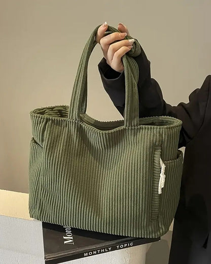 Sac fourre-tout côtelé avec cordon de serrage