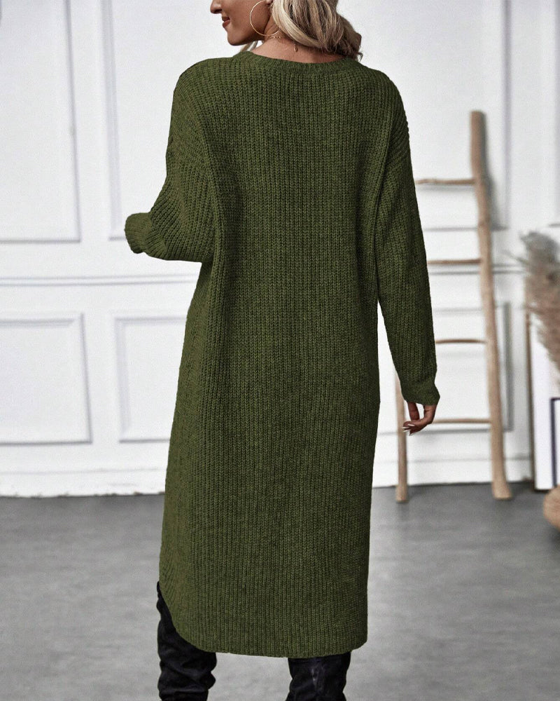 Robe Pull Midi Élégante Asymétrique À Manches Longues Pour Femmes