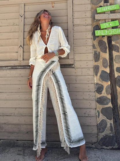 Ensemble pantalon à franges Elar