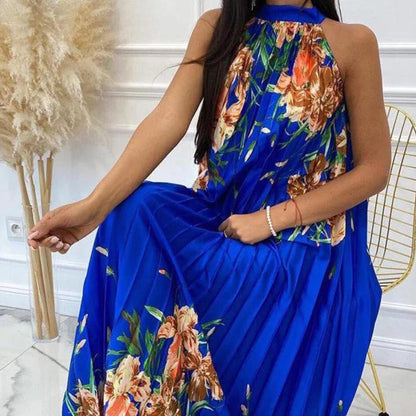 Pauline Laurent® | Maxi-robe fleurie à plis plissés
