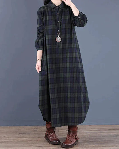 Riva Lefèvre | Robe à Manches Longues à Carreaux