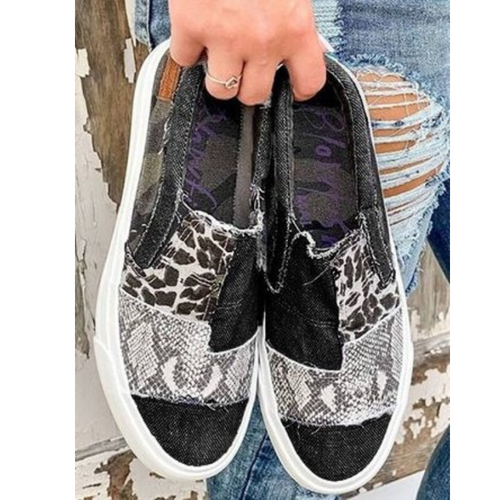Chaussures Plates En Jean Imprimé Animal Pour Femmes