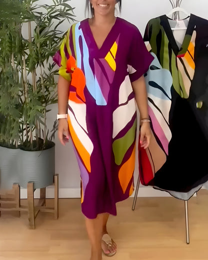 Nerissa™ - Robe décontractée à imprimé feuillage coloré pour un style frais et naturel