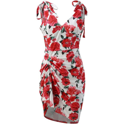Pauline Laurent® | Robe midi à encolure en V avec détails froncés asymétriques