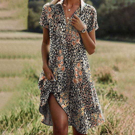 Robe Vintage Femme à Motif Floral, Style Rétro Élégant, Tissu Léger
