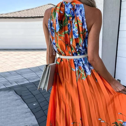 Pauline Laurent® | Maxi-robe fleurie à plis plissés