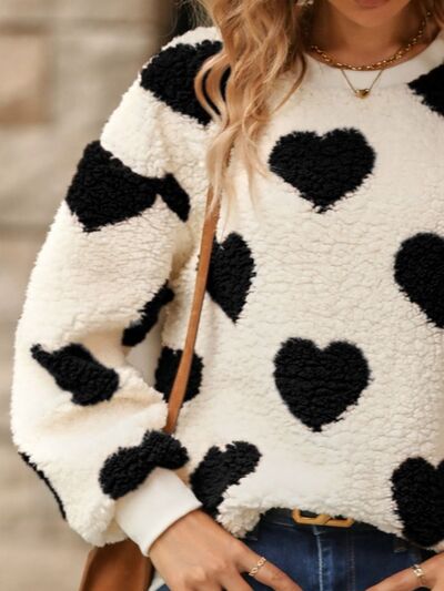 Pull en maille imprimé cœur douillet