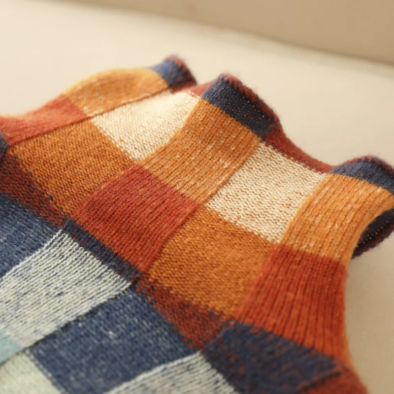 Pull à carreaux colorblock confortable pour un style quotidien