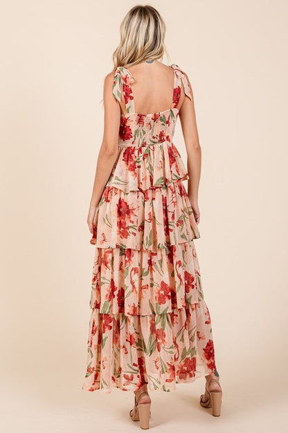Sophie Paris® | Robe longue d'été à col cœur superposée à fleurs