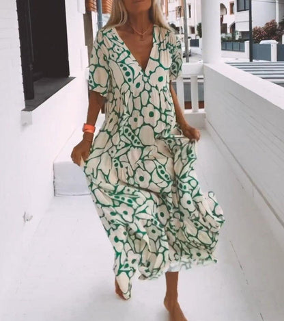Robe longue confortable à manches courtes pour femme
