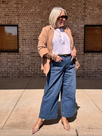 Jean chic taille haute à jambes larges