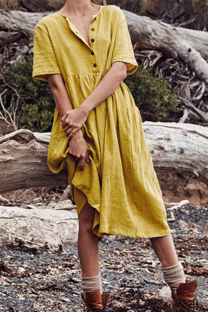 Robe patchwork décontractée avec encolure en O et ligne A