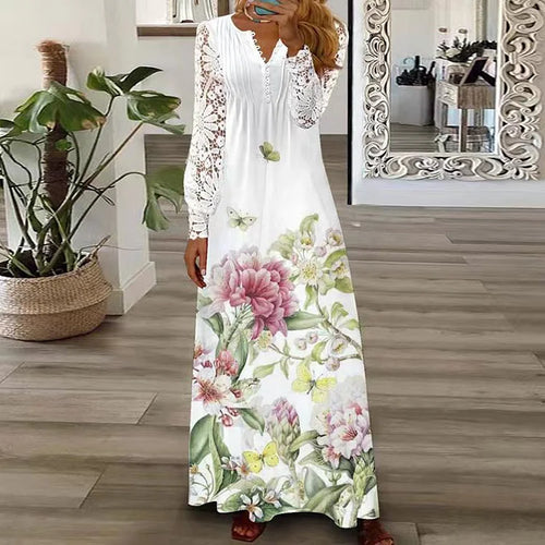 Robe à dentelle et imprimé floral