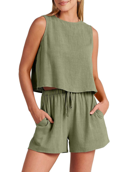 Ensemble Sans Manches À Haut Court Et Short Femmes