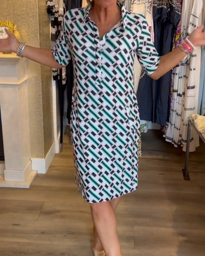 Robe imprimée géométrique à col V - 💖 SPÉCIAL FÊTE DES MÈRES 👩‍🦳