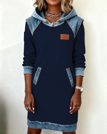 Lunariae™ - Robe casual à capuche style contrasté