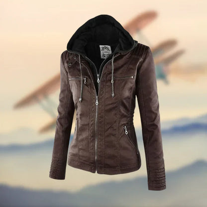 Veste À Capuche En Cuir Pour Femmes
