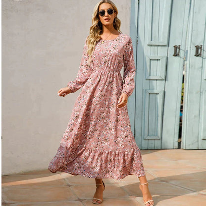 Pauline Laurent® | Robe florale à la mode avec encolure ronde