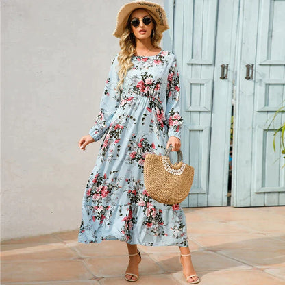 Pauline Laurent® | Robe florale à la mode avec encolure ronde