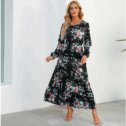 Pauline Laurent® | Robe florale à la mode avec encolure ronde
