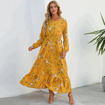 Pauline Laurent® | Robe florale à la mode avec encolure ronde