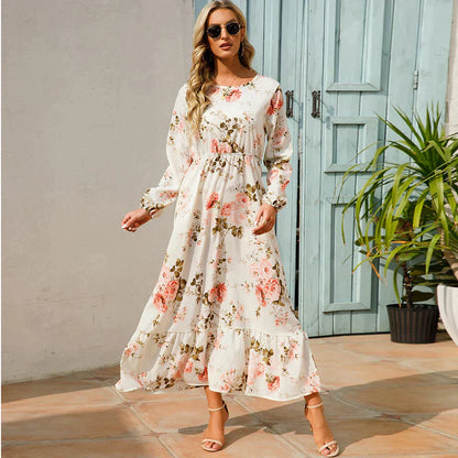Pauline Laurent® | Robe florale à la mode avec encolure ronde