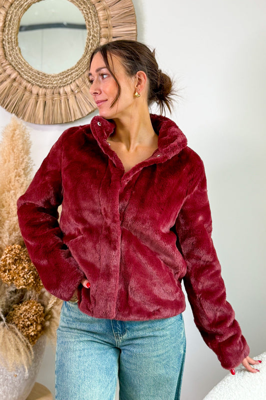 Veste Fausse Fourrure Vide Bordeaux Only