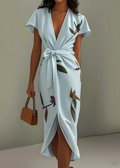 Élancia | Robe portefeuille florale à col V