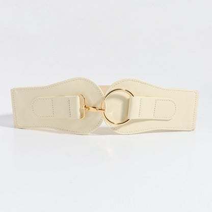 Ceinture large en cuir PU, simple et tendance
