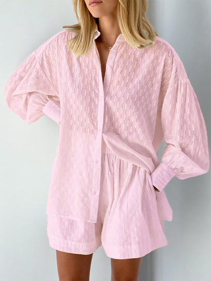 Ensemble Chemise Longue Manche Large Et Short Chic Femme