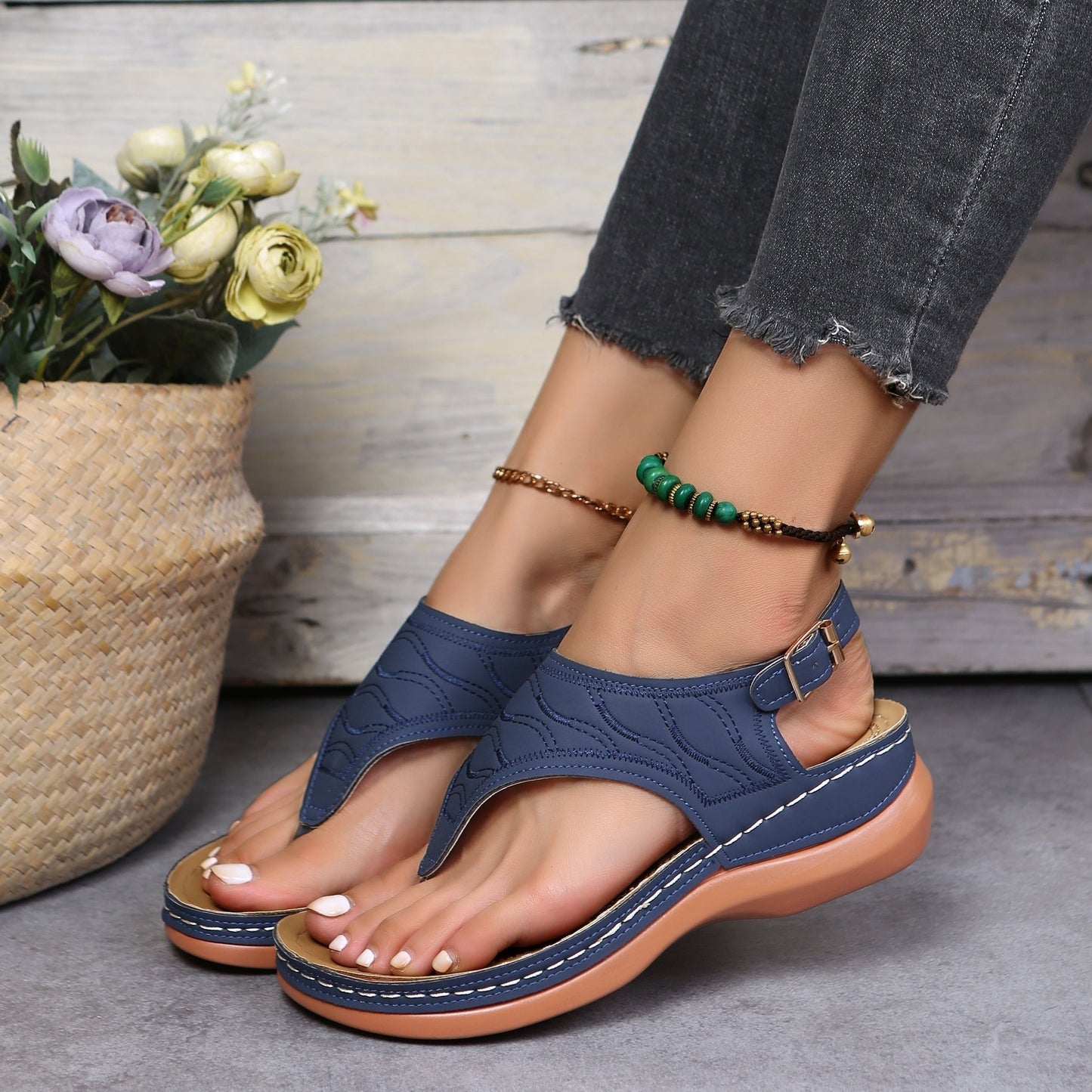 Sandales Plates Femme Confortables À Bout Ouvert